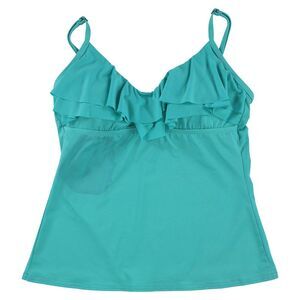 Kenneth Cole Womens Tiered Tankini Swim Top, green, M